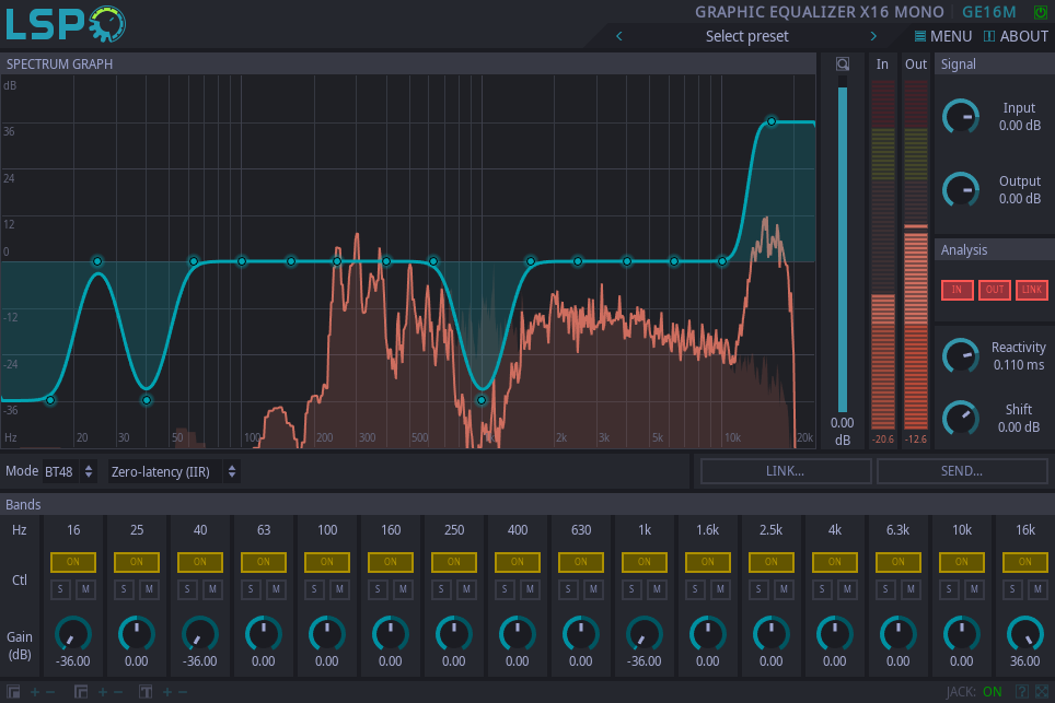 Grafischer Entzerrer x16 Mono