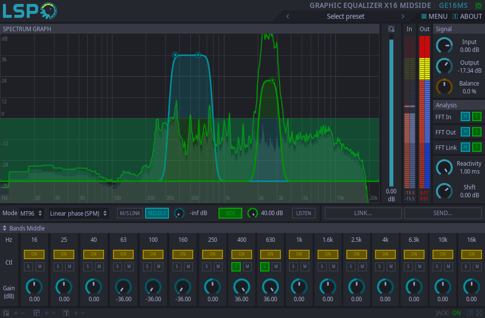 Grafischer Entzerrer x16 MidSide