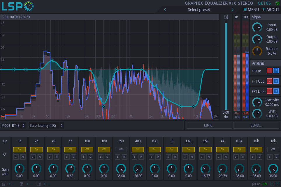 Grafischer Entzerrer x16 Stereo