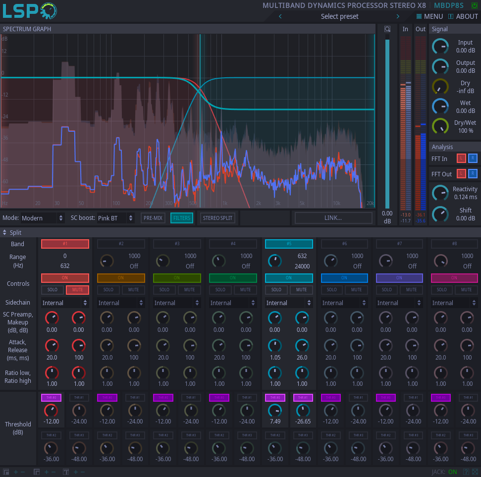 Multi-band Dynamikprozessor Stereo x8