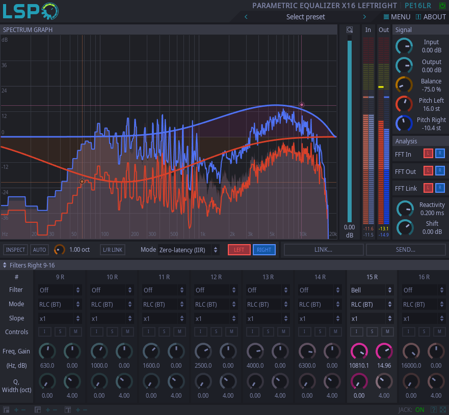 Parametrischer Entzerrer x16 LeftRight