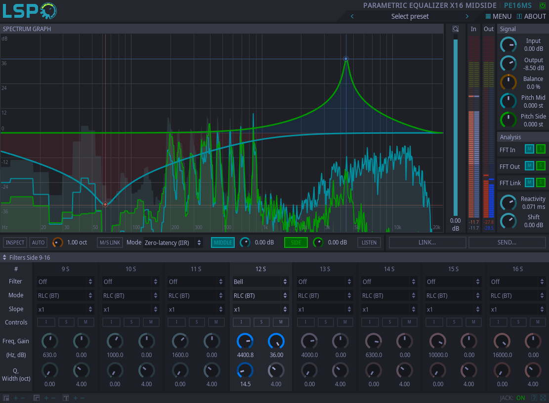 Parametrischer Entzerrer x16 MidSide