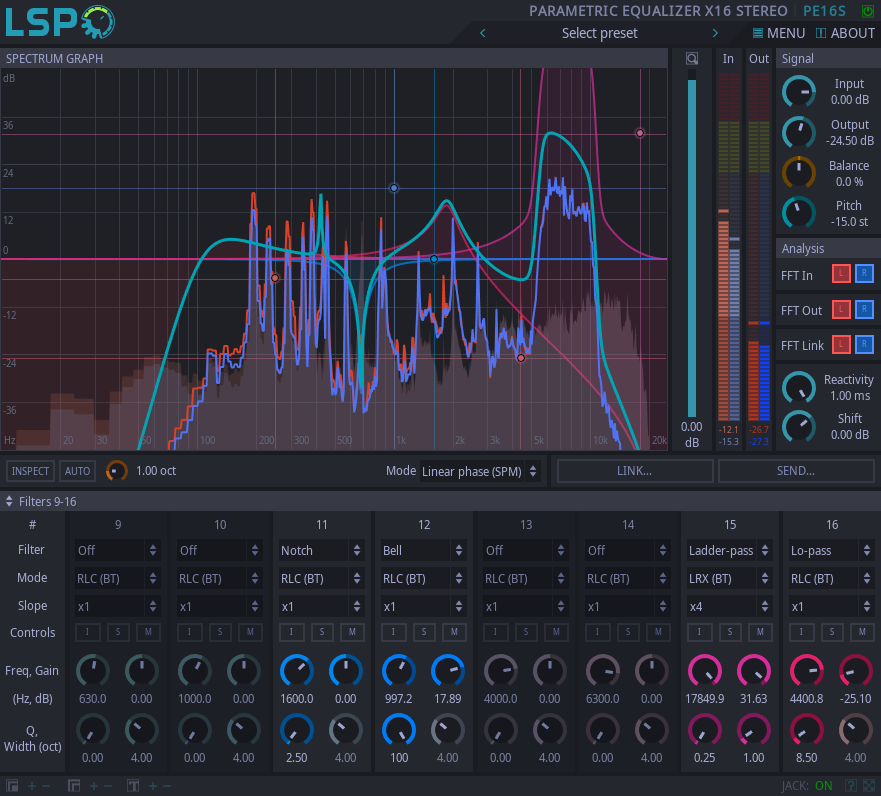 Parametrischer Entzerrer x16 Stereo