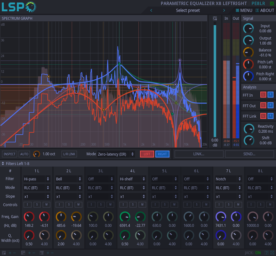 Parametrischer Entzerrer x8 LeftRight