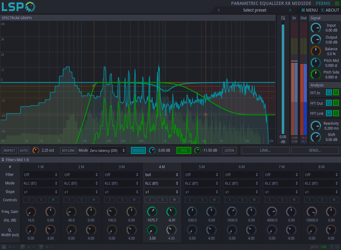 Parametrischer Entzerrer x8 MidSide
