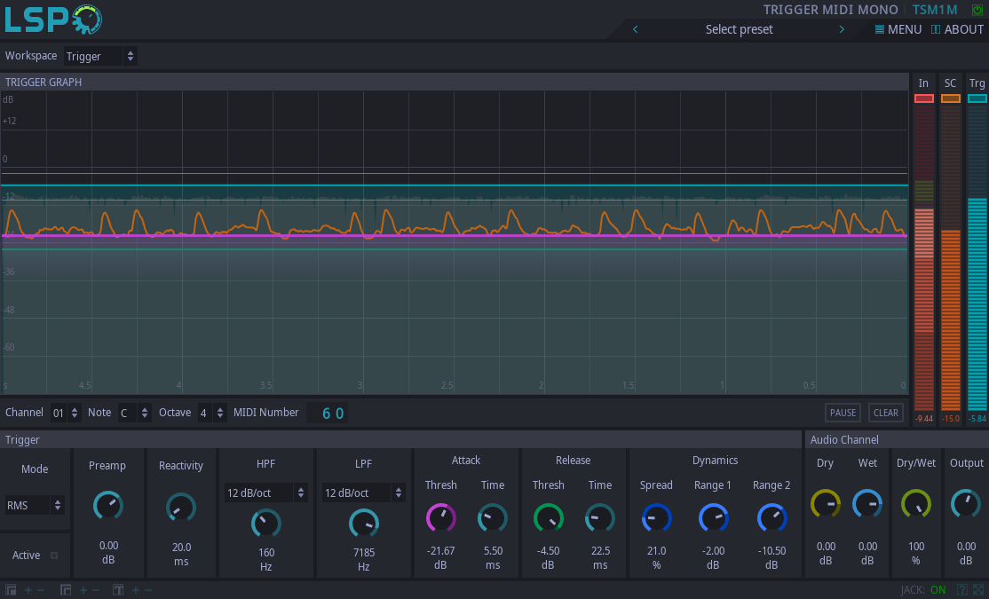 Triggersensor MIDI Mono