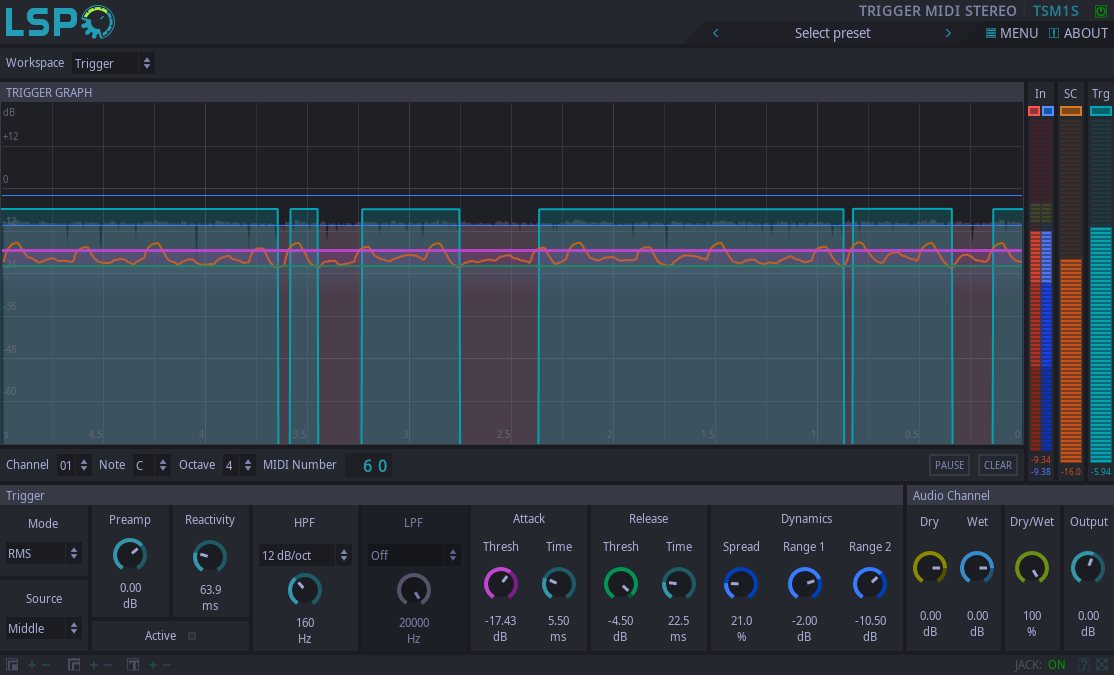 Triggersensor MIDI Stereo